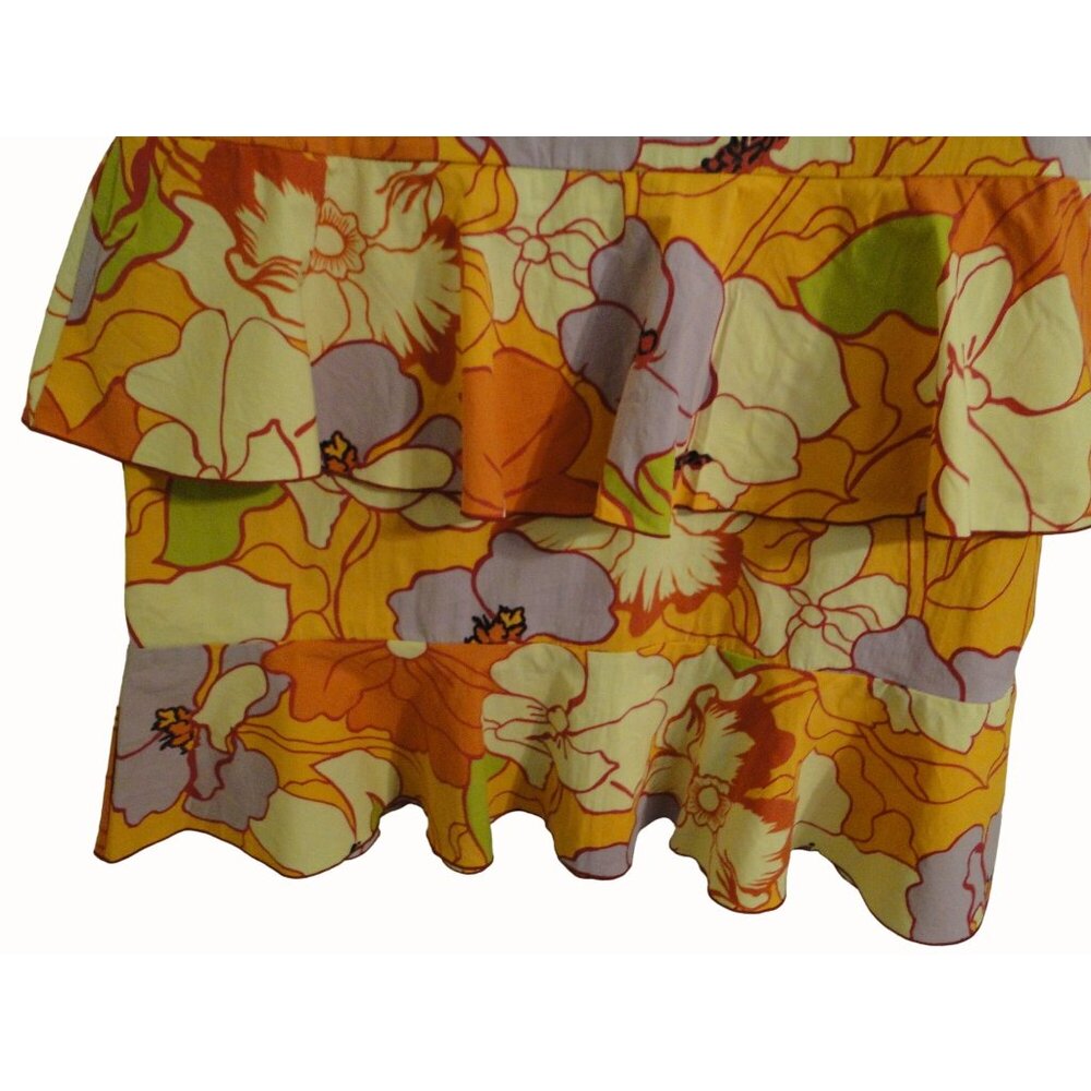Globe Trotter Bali Top Skirt Set XL L Orange Beaded Snap Ruffle Rayon 2pc Boho - Picture 10 of 13
